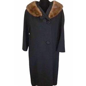 Vintage Mink Collar Coat EUC